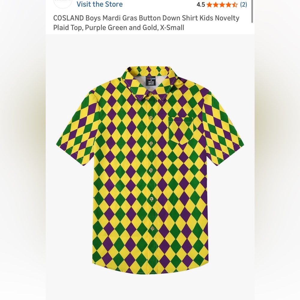 Mardi Gras Harlequin Pattern Shirt kids XSmall